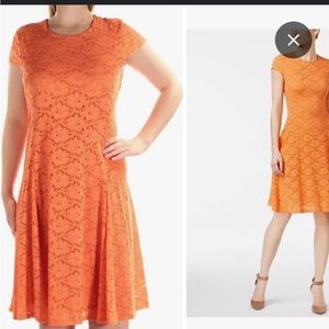 Alfani orange lace dress size 14